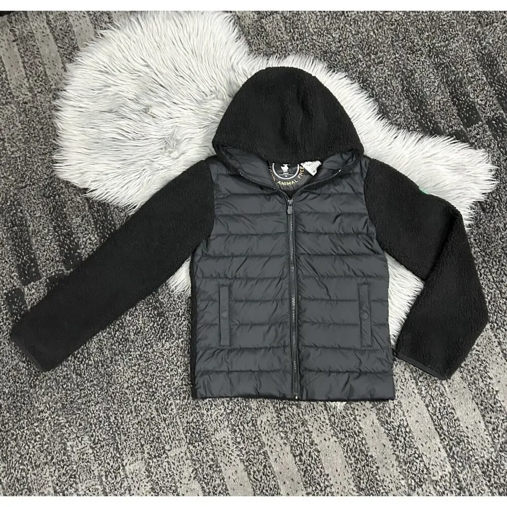 Save the Duck Boys Youth Kids Derik Hooded Recycled Jacket Sherpa Size 12 ($138)